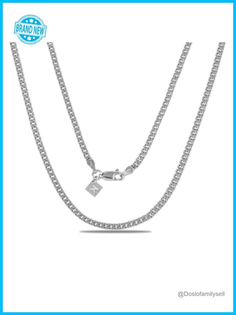KEZEF 3mm Miami Cuban Link Chain Necklace Men 22 Inch 925 Sterling Silver Gold